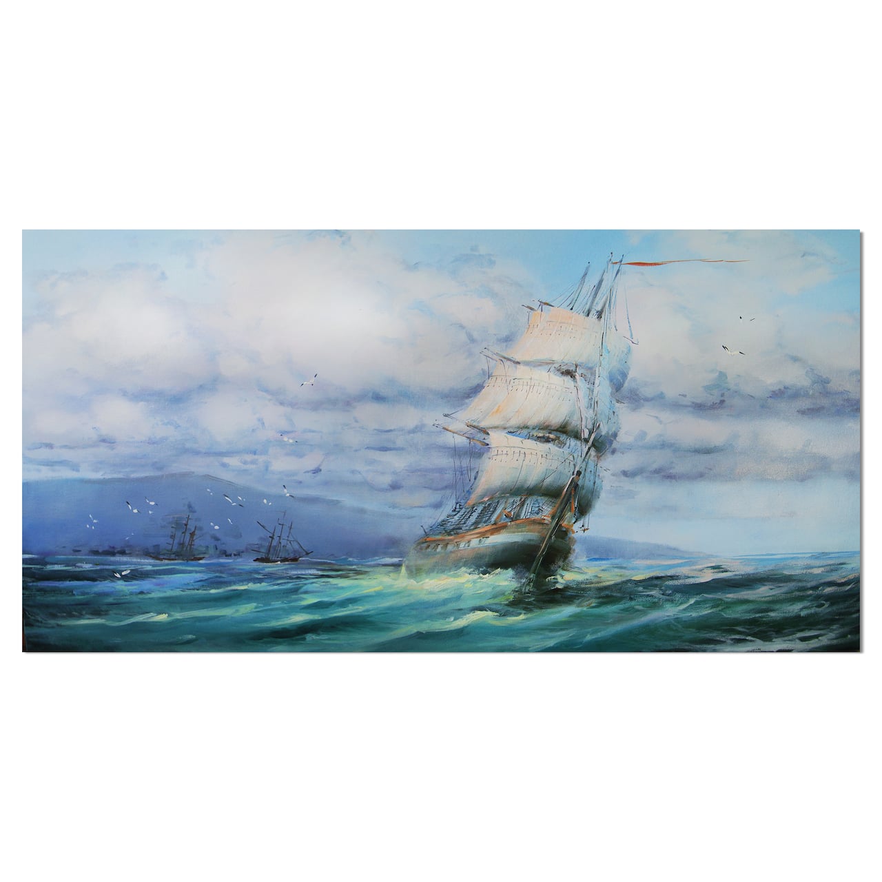 Designart - Large Sailboat - Sea & Shore Painting Print on Wrapped Canvas